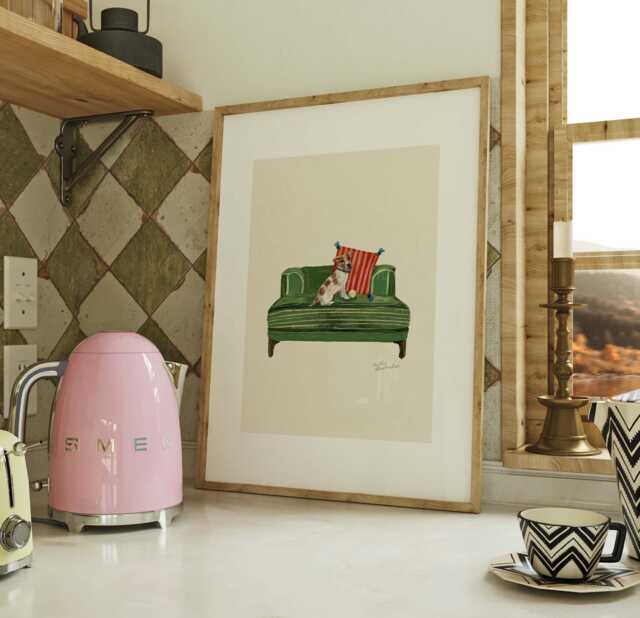 Jack Russell Print - Dogs On Chairs Collection 5x7 Inches/A5 A4 A3 - image 1