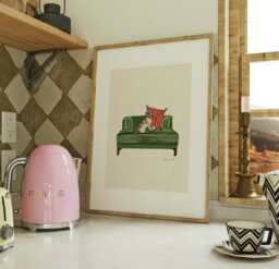 Jack Russell Print - Dogs On Chairs Collection 5x7 Inches/A5 A4 A3 - thumbnail 1