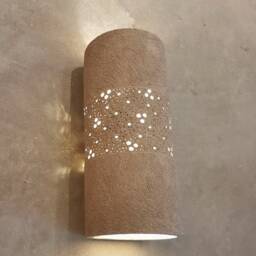 Handmade Gray Ceramic Wall Sconce Stucco Texture Cylinder Light - thumbnail 2