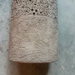 Handmade Gray Ceramic Wall Sconce Stucco Texture Cylinder Light - thumbnail 4