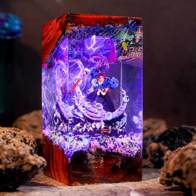 Kokushibo Demon Resin Lamp - Anime-Inspired Led Diorama Light - Handmade Moon Fighters Otaku Desk Decor & Anime Gift - image 1