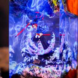 Kokushibo Demon Resin Lamp - Anime-Inspired Led Diorama Light - Handmade Moon Fighters Otaku Desk Decor & Anime Gift - thumbnail 3