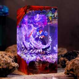 Kokushibo Demon Resin Lamp - Anime-Inspired Led Diorama Light - Handmade Moon Fighters Otaku Desk Decor & Anime Gift