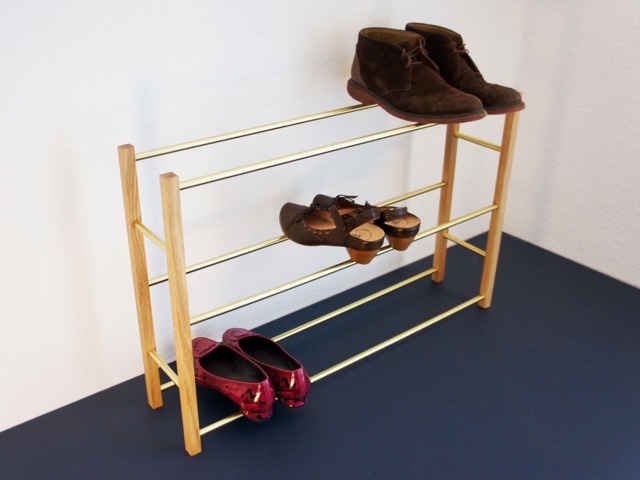Brass & Oak - Shoe Rack Made From Wood - image 1