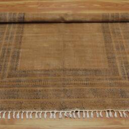 Hand Block Printed Cotton Kilim Rug, Square Woven Area Rug - thumbnail 3