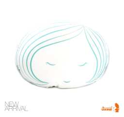 Limited Edition Girl Face Plush Pillow in Mint Green Print - thumbnail 1