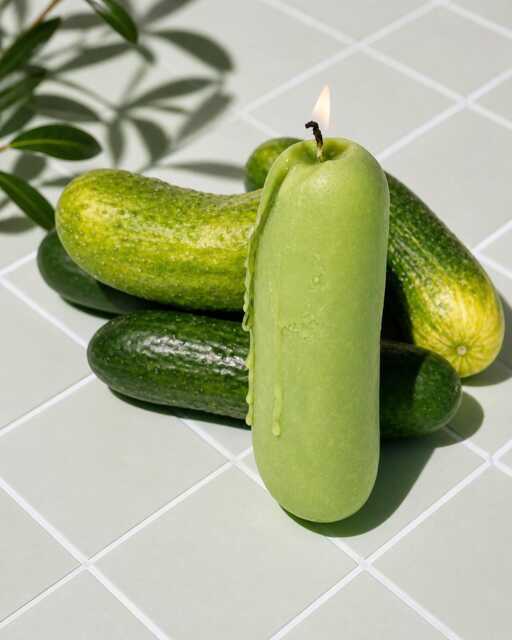 Pickle Candle - Realistic Food Decor, Beeswax Novelty Candle, Quirky Kitchen Gift - image 1