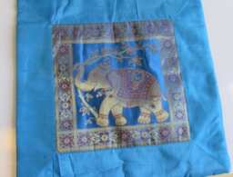 Indian Cushion Cover Single Elephant Design Turquoise Colour 16 - thumbnail 3