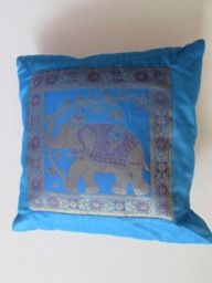 Indian Cushion Cover Single Elephant Design Turquoise Colour 16 - thumbnail 1