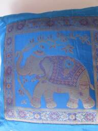 Indian Cushion Cover Single Elephant Design Turquoise Colour 16 - thumbnail 2