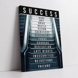 Escalator To Success Quotes List Hustle Motivational Inspirational, Framed Canvas Wall Art Poster Print, Home Office & Room Decor, Gift Idea - thumbnail 3