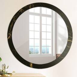 Black Marble, Black, Round Mirror Frame, Decorative Mirror, Frame Print, Unique Wall - thumbnail 4
