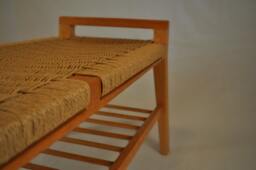 Danish Cord- Scandinavian Modern Wood Bench With Shelf - Mid Century Modern