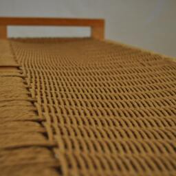 Danish Cord- Scandinavian Modern Wood Bench With Shelf - Mid Century Modern - thumbnail 3