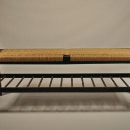 Danish Cord- Scandinavian Modern Wood Bench With Shelf - Mid Century Modern - thumbnail 2