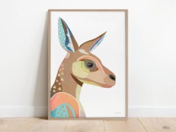Kangaroo Print, Animal Art, Colourful Artwork, Australian Native Animal, Collage, Fauna, Art Wall Decor - thumbnail 1