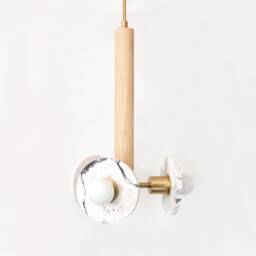 Calacatta Viola Marble & Maple Triple Pendant Light Modern Ceiling Fixture Kitchen Island Chandelier - thumbnail 2