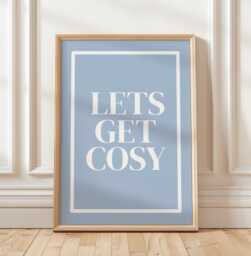 Let's Get Cosy Light Blue Wall Art, Daily Affirmations Poster, Minimalist Decor, Cute Bedroom Print, Simply Home Art - thumbnail 1