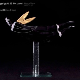 Standing Flying Angel Statue 34 X 33cm Made From Glass, Handcrafted Fused Glass Ornaments - thumbnail 2