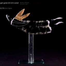 Standing Flying Angel Statue 34 X 33cm Made From Glass, Handcrafted Fused Glass Ornaments - thumbnail 3