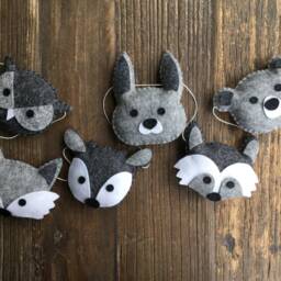 Monochrome Wool Felt Woodland Animal Garland, Nursery Decor - thumbnail 2