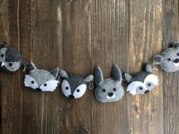 Monochrome Wool Felt Woodland Animal Garland, Nursery Decor - thumbnail 1