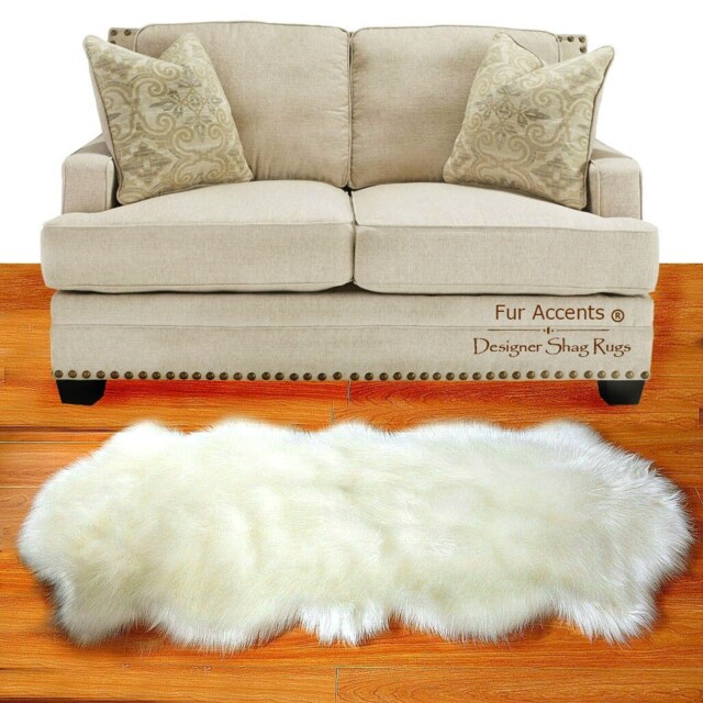 Faux Sheepskin Area Rug - Double Sheep Shape Shag - image 1