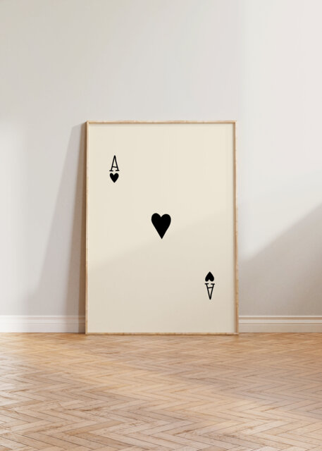 Ace Of Hearts Print Poster, Print, Deck Cards Lucky You Card Wall Eclectic Neutral Art, Decor - image 1