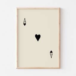 Ace Of Hearts Print Poster, Print, Deck Cards Lucky You Card Wall Eclectic Neutral Art, Decor - thumbnail 2