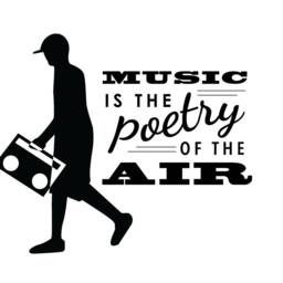 Music Is Poetry Quote Person With Boombox -Wall Decal Custom Vinyl Art Stickers - thumbnail 2