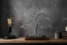 Large Wire Bonsai Tree Engraved Metal Tree Of Life, Zen Decor - thumbnail 1
