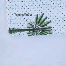 Green Palm Tree Kantha Quilt, Bedcover, Indian Bedspread, Throw Blanket, Tree Coverlet - thumbnail 4