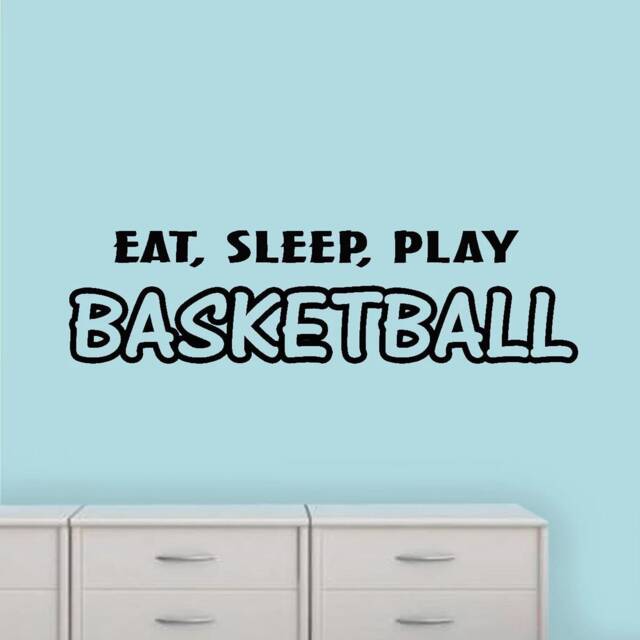 Eat Sleep Play Basketball Wall Decal Sports Quote Saying Athletics Boys Room Decor Mural Stickers Sayings - Vwaq - image 1