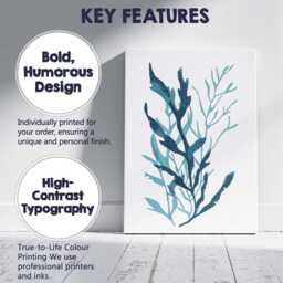 Modern Blue Kelp Seaweed Marine Botanical Illustration Canvas Wall Art Print Decor Picture Ready To Hang - thumbnail 2