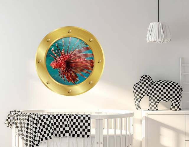 Porthole Wall Decal. Window Decor. Nautical Nursery Sticker. 3D Frame Decals Kids Play Room Decor Portscape Z135 - image 1