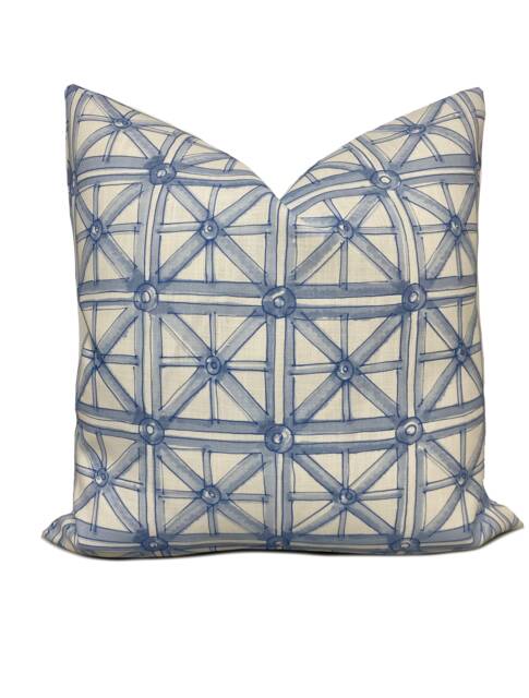 Schumacher Portail Francais Blue Indoor/Outdoor Cushion Cover Pillow Double Sided - image 1