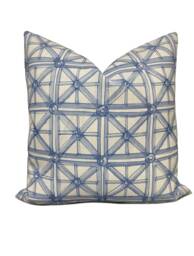 Schumacher Portail Francais Blue Indoor/Outdoor Cushion Cover Pillow Double Sided - thumbnail 1