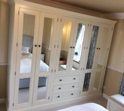 Wardrobe - 6 Door 3 Drawer Mirrored Panel Style Combination Wardrobe - thumbnail 1