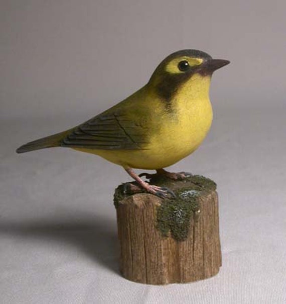 Kentucky Warbler Bird Carving Wood - image 1