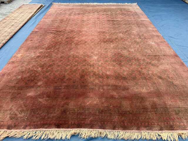 7x10 Antique Afghan Rug, Distressed Terracotta Bukhara Large Muted Red Wool Tribal Rug Living Room, Faded Huge Area - image 1