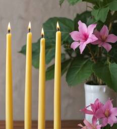 Geranium & Ylang Beeswax Candles, - Set Of Three - thumbnail 1