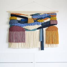 xl Modern Fiber Art Tapestry Colorful Woven Wall Hanging - thumbnail 2