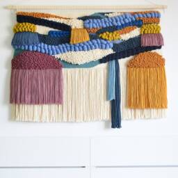 xl Modern Fiber Art Tapestry Colorful Woven Wall Hanging - thumbnail 3