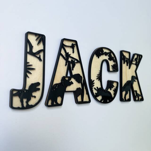 Dinosaur Name Sign - Letters Personalised Custom Decor Theme Wall Art - image 1