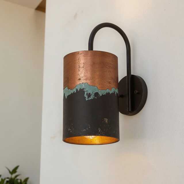 Handmade Copper Wall Sconce Patina Finish, Indoor/Outdoor Light - image 1