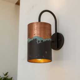 Handmade Copper Wall Sconce Patina Finish, Indoor/Outdoor Light - thumbnail 1