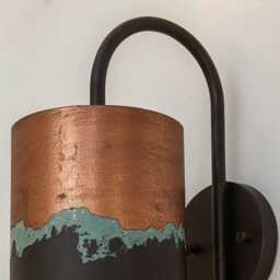 Handmade Copper Wall Sconce Patina Finish, Indoor/Outdoor Light - thumbnail 3