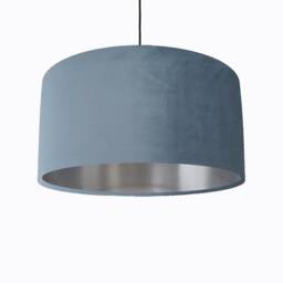 Light Dusky Blue Velvet Lampshade With Silver Lining - thumbnail 1