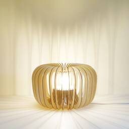 "Scandinavian Wood & Cardboard Table Lamp With Minimalist, Eco-Friendly, Cocoon Design, Recycled Materials, Kido ""Kabocha"