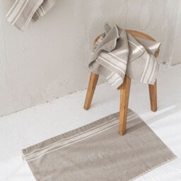 French Style Linen Bath Mat With Green Stripes, Hypoallergenic Mat, Linen Decor, Eco-Friendly Bathroom Essentials - thumbnail 2